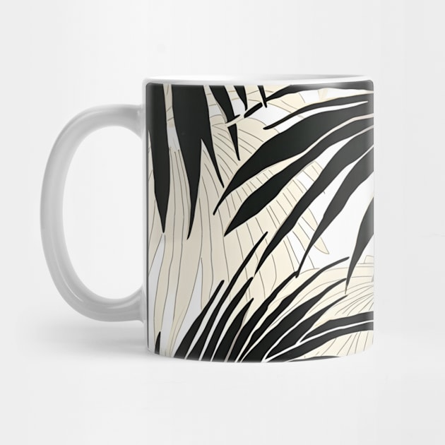 Black and White Palm Leaves Botanical by Trippycollage